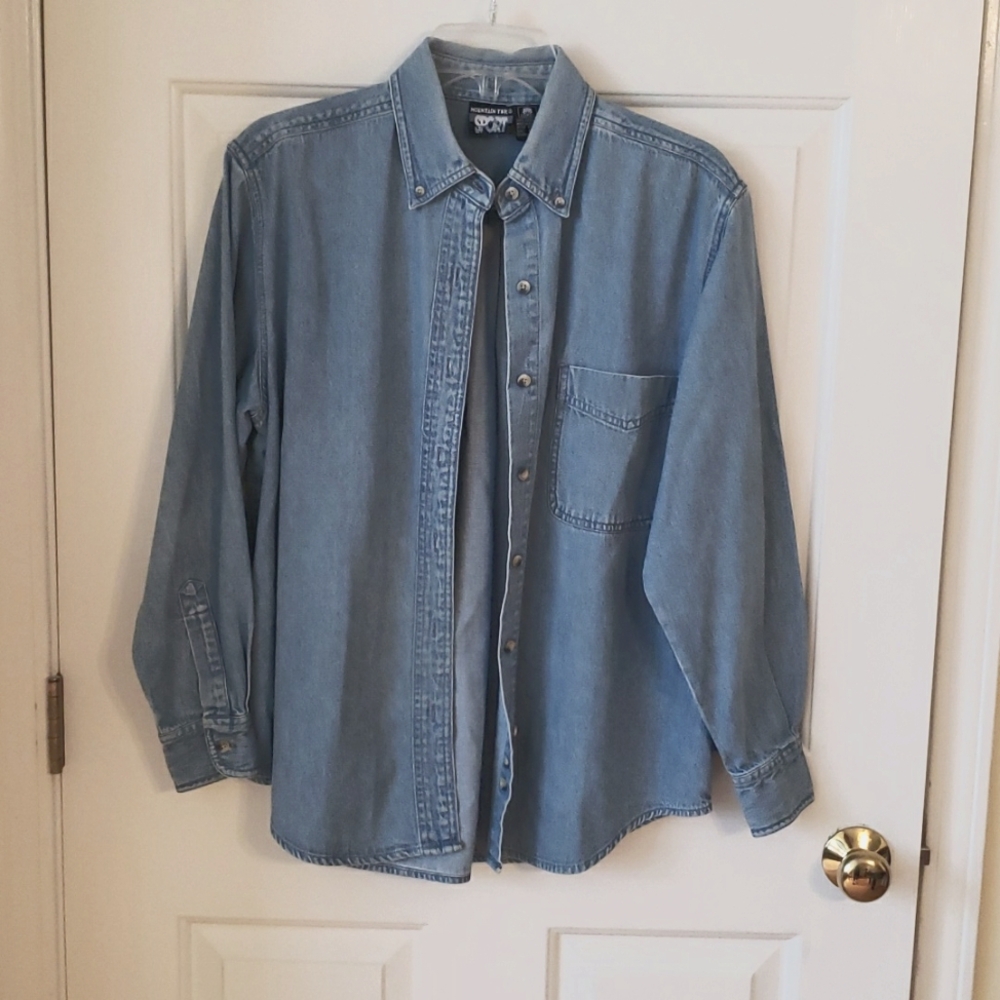 Vtg Blue Jean Button-down Shirt by Mountain Tek Sport Size: M